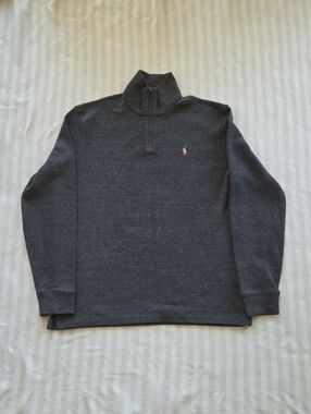 Polo by Ralph Lauren Men's Dark Gray Half-Zip Sweater with Pony Logo